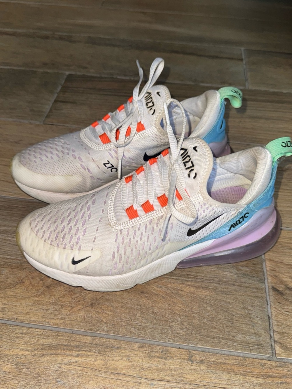 Nike Kids Sneakers White with Black, Orange, Purple & Mint Accents